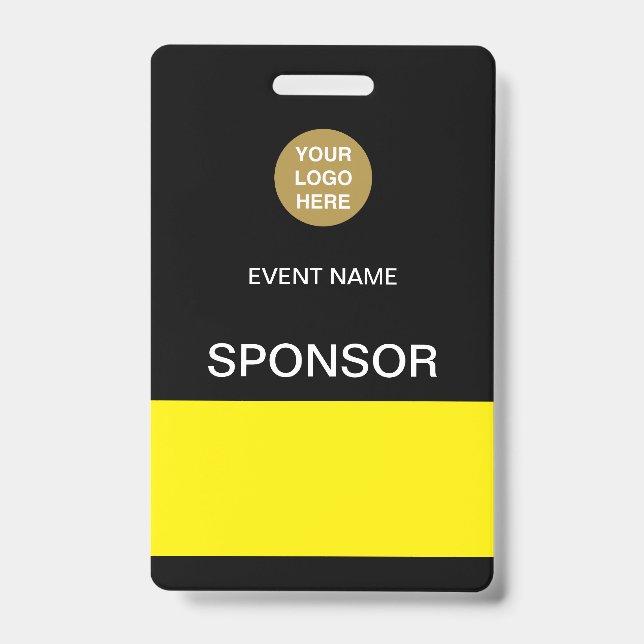 Black Yellow Sponsor Event ID Abzeichen Ausweis (Vorderseite)