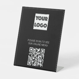 Black Your Logo Custom Business QR Code Menu Sockelschild