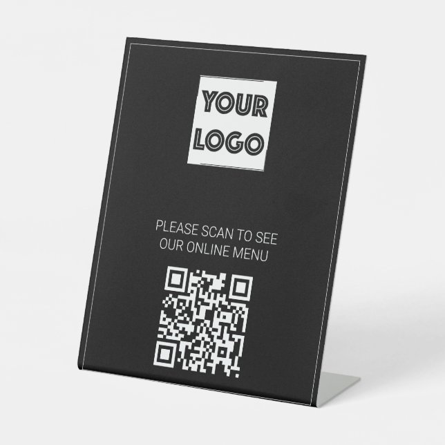 Black Your Logo Custom Business QR Code Menu Sockelschild (Vorderseite)
