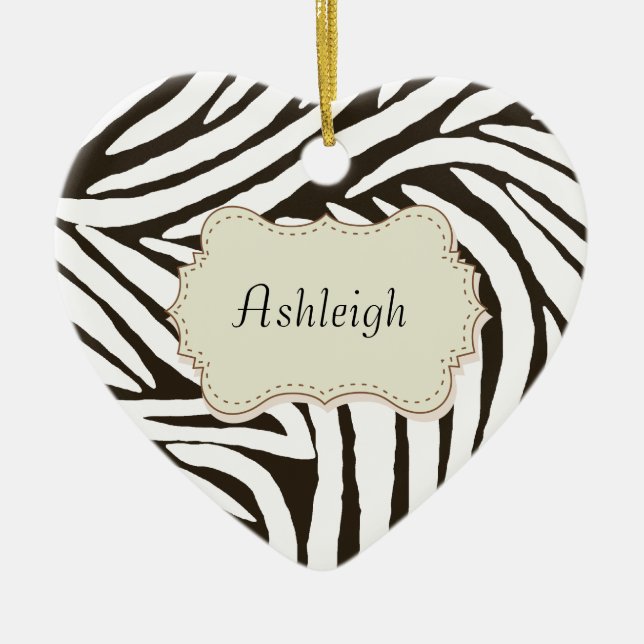 Black Zebra Print Keramikornament (Vorne)