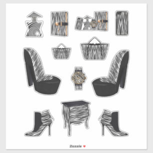 Black Zebra Print Women High Fashion Decals Aufkleber