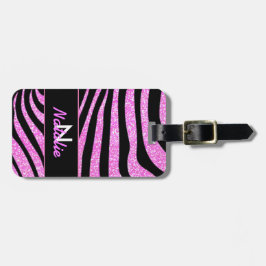 BLACK ZEBRA STREIFEN NAME AQUAMARINER GLITZER GEPÄCKANHÄNGER