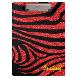 Black Zebra Stripes Name Aquamariner Glitzer Klemmbrett