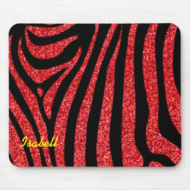 Black Zebra Stripes Name Aquamariner Glitzer Mousepad (Vorne)