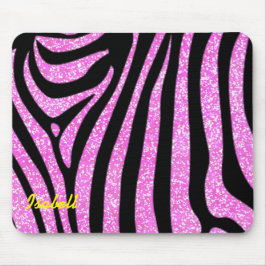 Black Zebra Stripes Name Aquamariner Glitzer Mousepad