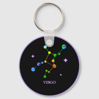 Black Zodiac Virgo Rainbow Schlüsselanhänger