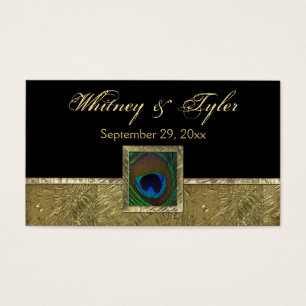 Blackand Gold Peacock Feather Gastgeschenk Hochzei