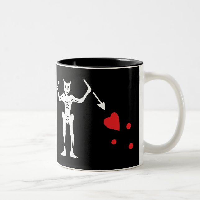 Blackbeards Piraten-Flagge Zweifarbige Tasse (Rechts)