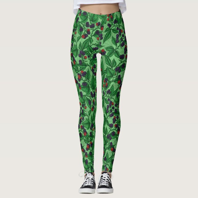 BlackBerry auf grün Leggings (Vorderseite)