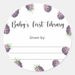 Blackberry-Baby-Shower-Bookletikett, Bücher für Ba Runder Aufkleber