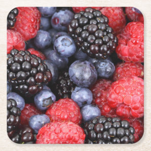 BlackBerry Blueberries Himbeeren Rechteckiger Pappuntersetzer
