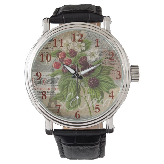 BlackBerry Blumengarten Blume Schmetterling Kunst Armbanduhr (Vorderseite)