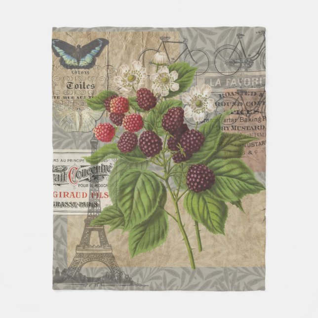BlackBerry Blumengarten Blume Schmetterling Kunst Fleecedecke (Vorderseite)