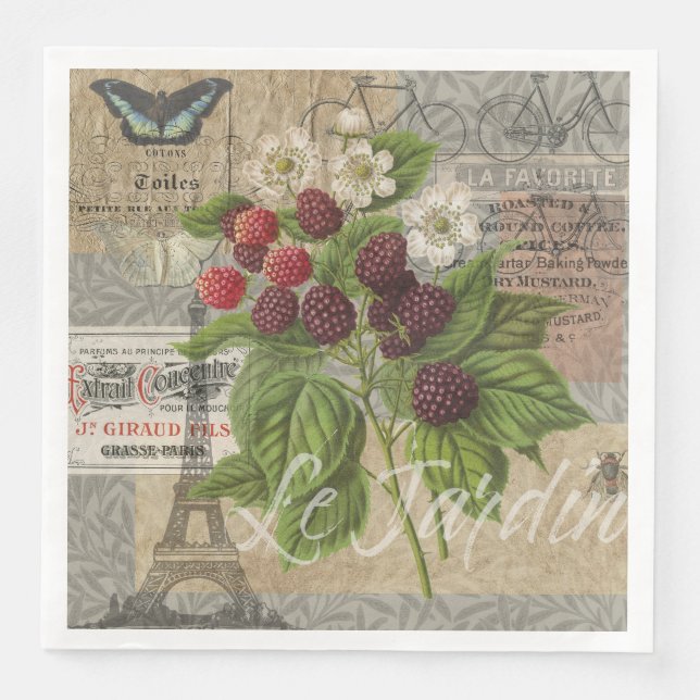 BlackBerry Blumengarten Blume Schmetterling Kunst Serviette (Vorderseite)