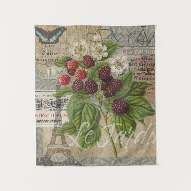 BlackBerry Blumengarten Blume Schmetterling Kunst Wandteppich (Vorderseite)