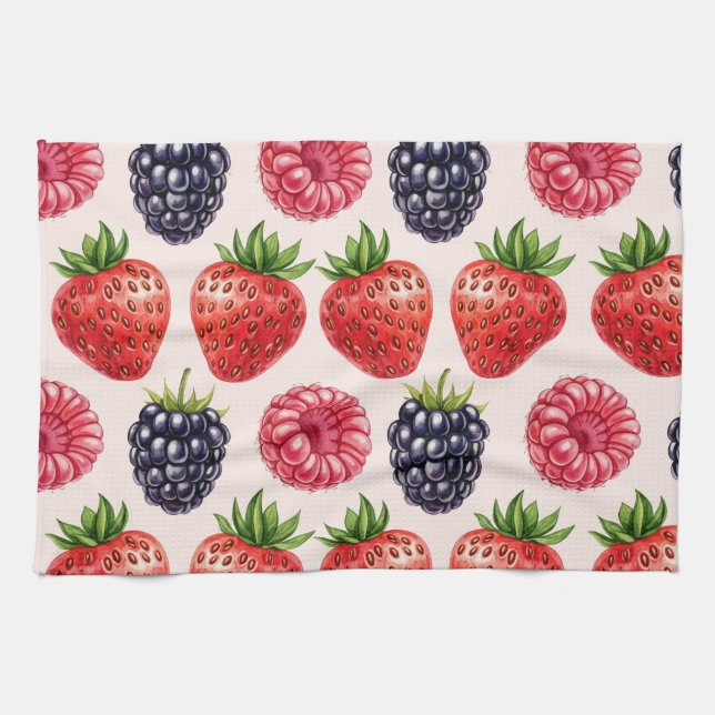 BlackBerry, Himbeere, Erdbeere von Natasha Us Geschirrtuch (Horizontal)
