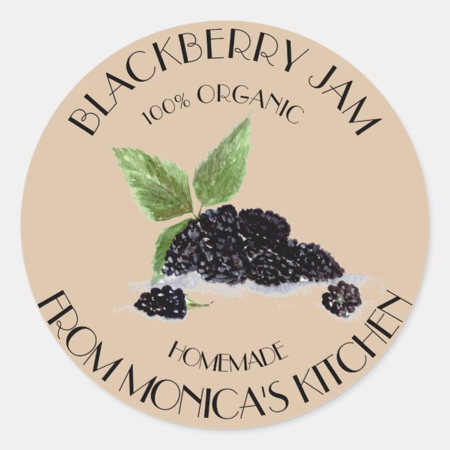 BlackBerry Jam BlackBerry Watercolor Beeren Runder Aufkleber (Vorderseite)
