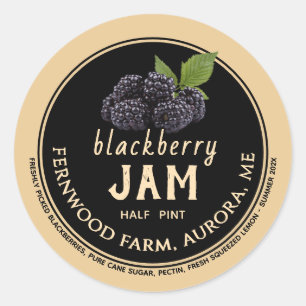 Blackberry Jam Jelly Jar Étiquette Kraft fait mais