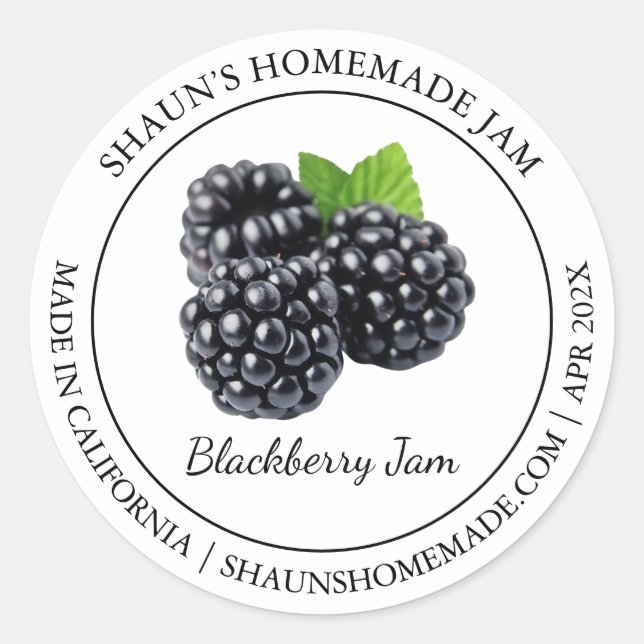 BlackBerry Jam Modern Label Runder Aufkleber (Vorderseite)