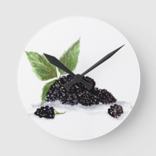 BlackBerry Obst Aquarellmalerei Runde Wanduhr