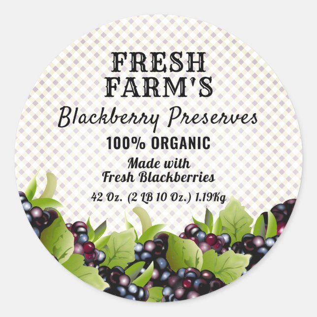 BlackBerry Obstkonserven | Jam Label Runder Aufkleber (Vorderseite)