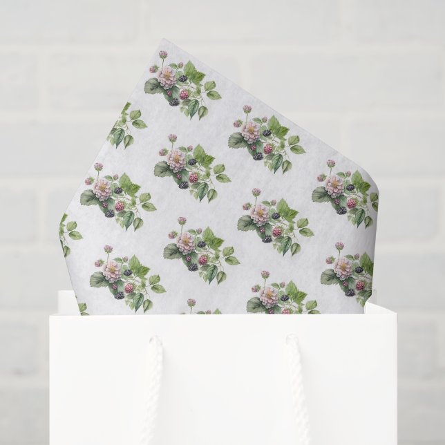 BlackBerry und Blüten in Weiß Seidenpapier (Geschenktüte)