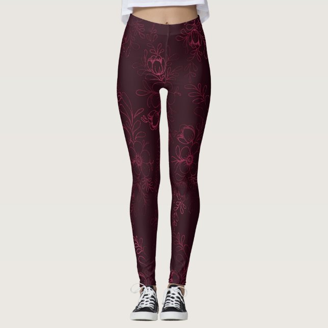 Blackberry Wein Muster  Leggings (Vorderseite)