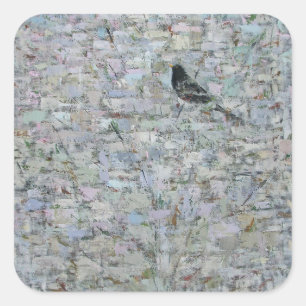 Blackbird in Tree 2012 Quadratischer Aufkleber