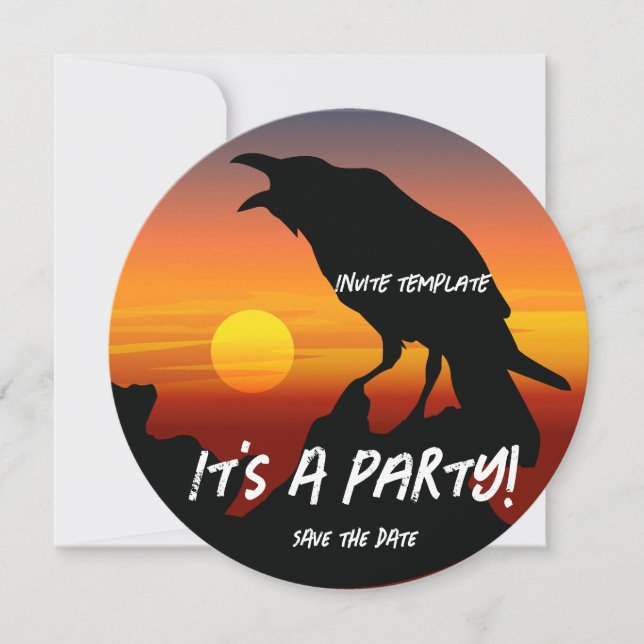 Blackbird Party Sunset Raven Einladung (Vorderseite)