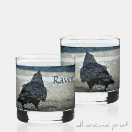 Blackbird Raven in Shades of Gray and Black Whiskyglas