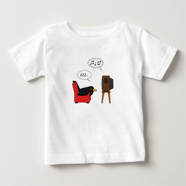 Blackbird Schlafen vor dem TV-Comic Baby T-shirt (Vorderseite)
