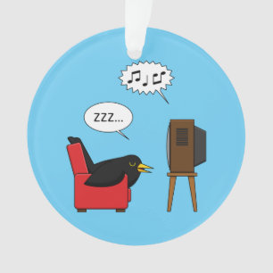 Blackbird Schlafen vor dem TV-Comic Ornament