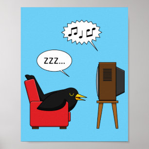 Blackbird Schlafen vor dem TV-Comic Poster
