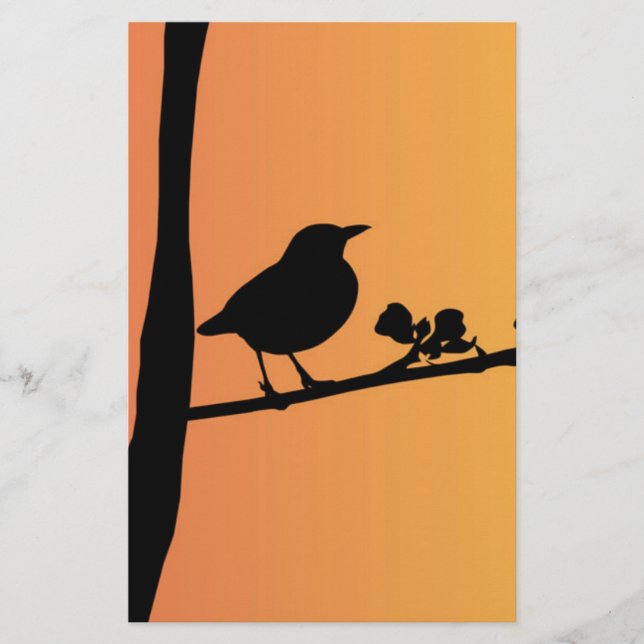 Blackbird-Silhouette Briefpapier (Vorderseite)