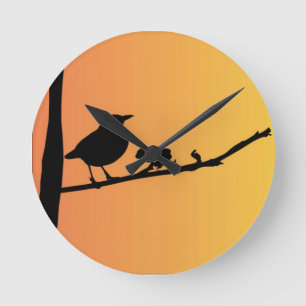 Blackbird-Silhouette Runde Wanduhr