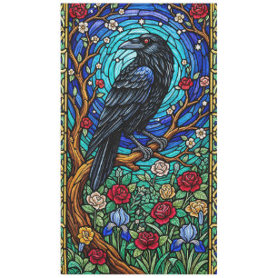 Blackbird Stached Glass Corvid Raven Tischdecke
