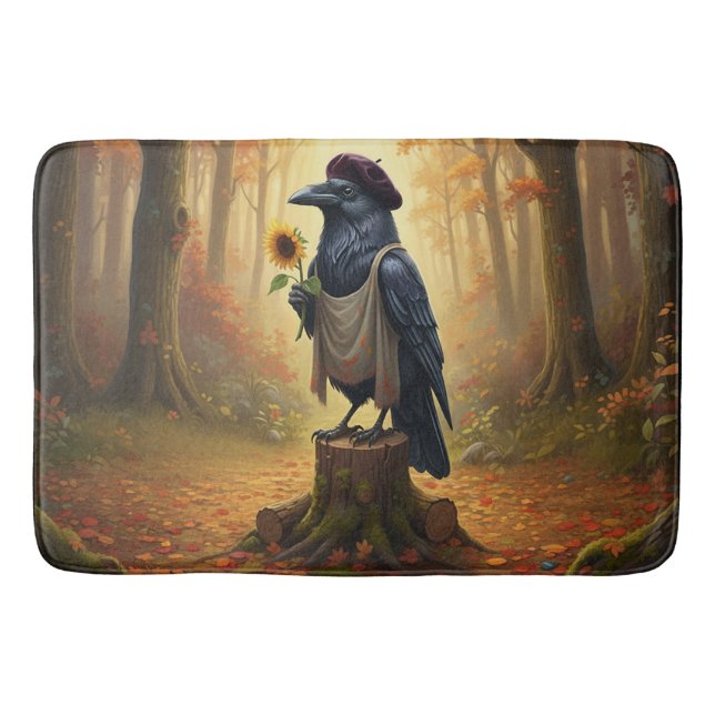 Blackbird The Artful Corvid Raven Badematte (Vorderseite)