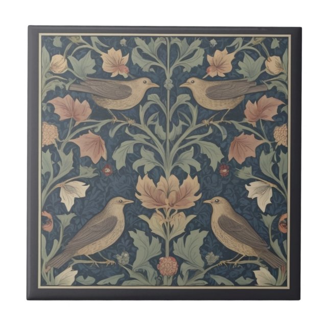 Blackbird William Morris-Stil Fliese (Vorderseite)