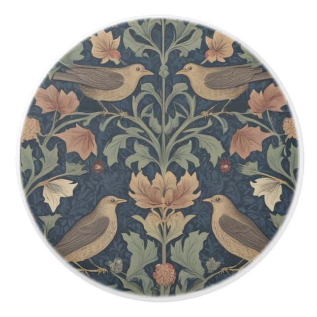 Blackbird William Morris-Stil Keramikknauf (Vorderseite)