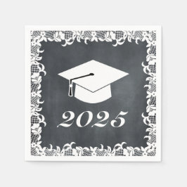 Blackboard & White Lace Abschluss Hutkappe Serviette