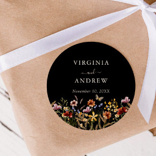 BlackBoho Wildblume Wedding Classic Round Sticker