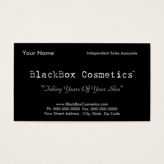 BlackBox Cosmetics, Independent Sales Association. (Devant)