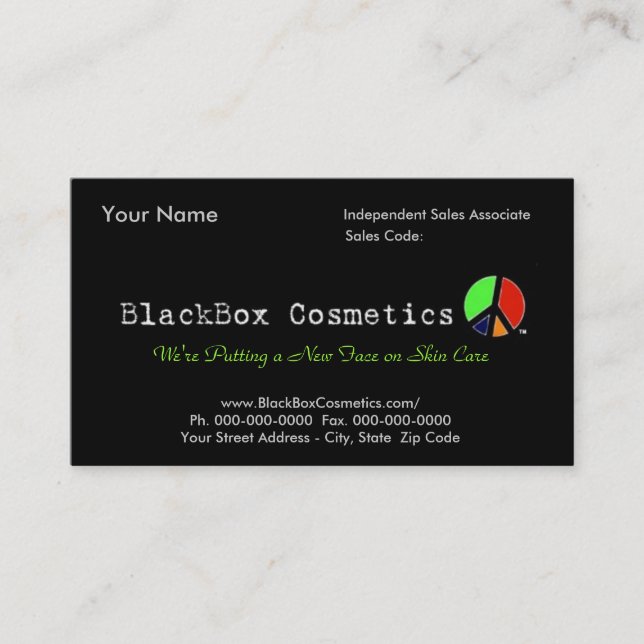 Blackbox-Kosmetik, unabhängige Verkäufe Associ… Visitenkarte (Vorderseite)