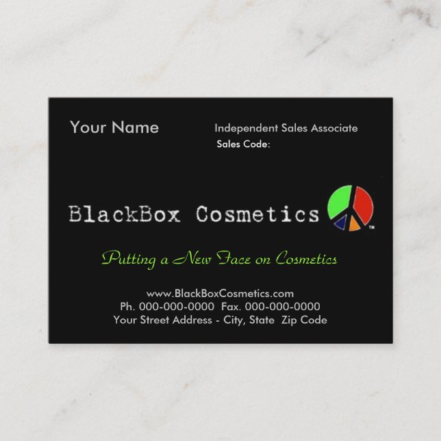 Blackbox-Kosmetik, unabhängige Verkäufe Associ… Visitenkarte (Vorderseite)