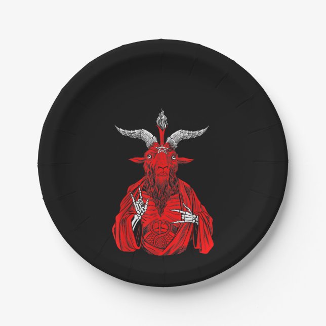 Blackcraft Antichrist Ziege Satan Baphomet Pappteller (Vorderseite)