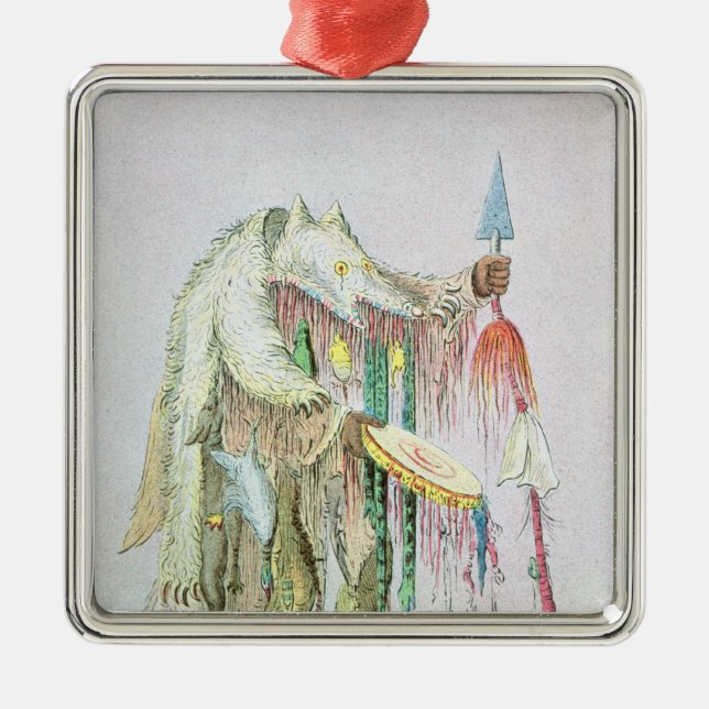 Blackfoot Medizin-Mann Silbernes Ornament (Vorne)