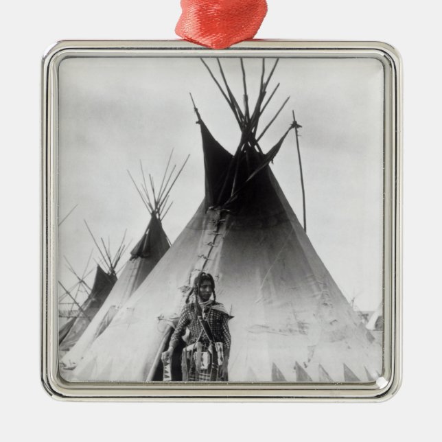 Blackfoot tapferes, nahe Calgary, Alberta, 1889 Ornament Aus Metall (Vorne)