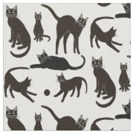 Blackie das schwarze Katzen-Gewebe Stoff