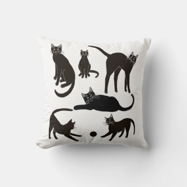 Blackie das schwarze Katzen-Kissen Kissen (Vorderseite)