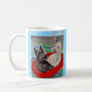 Blackie und Whitie auf einem Floß Kaffeetasse